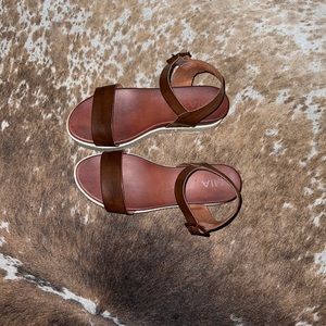 Brown Leather Mia Platform Sandals